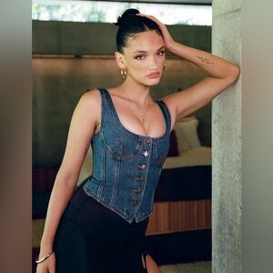 Princess Polly Blue Denim Button-Up Top